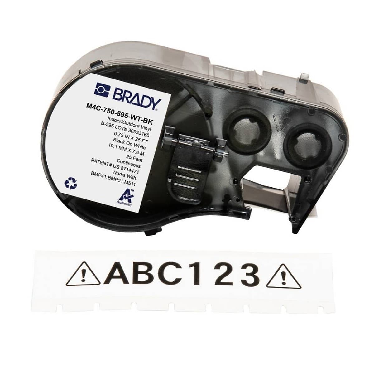 Cinta Brady M4c-750-595-Wt-Bk Vinilo Blanco 1.91 Cm. Texto Negro Para M410-Kit