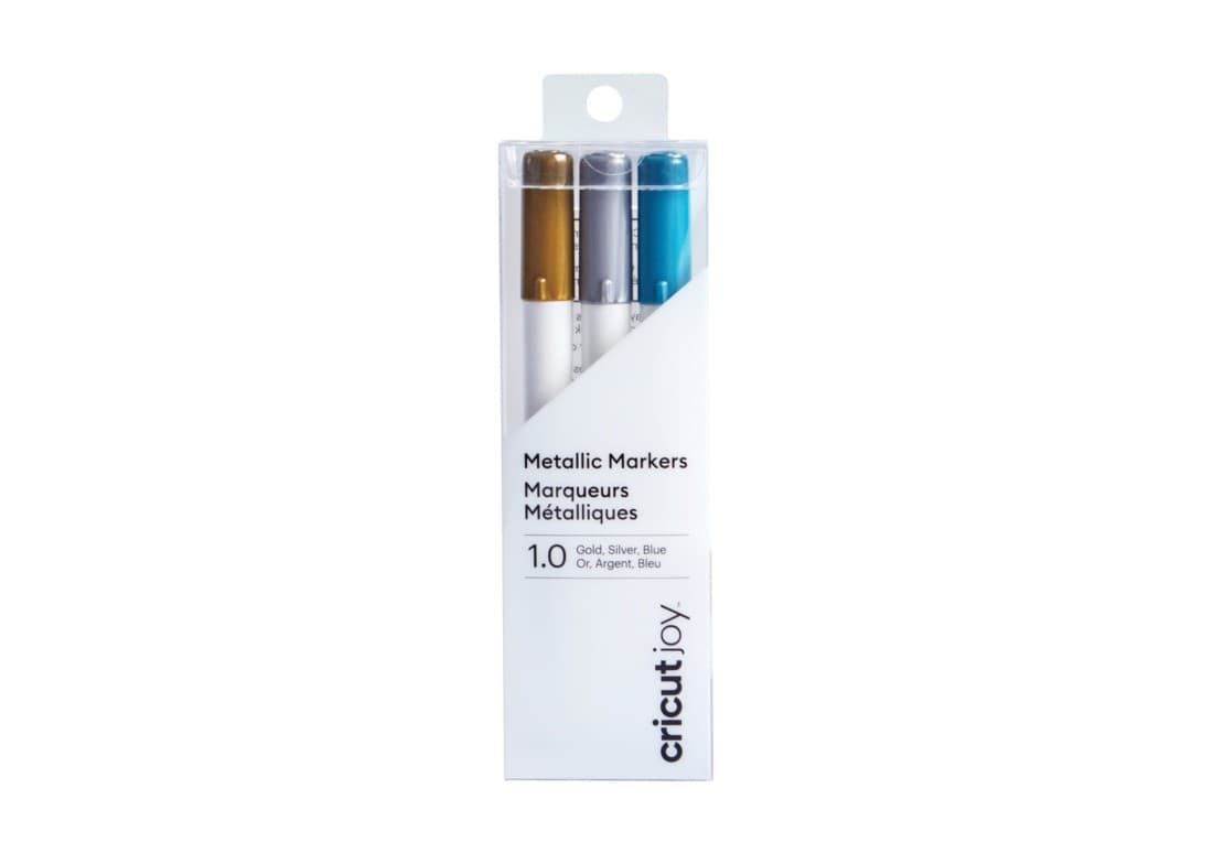Cricut - Set 3 Boligrafos Metálicos Punto Medio 1.0 Oro - Plata - Azul