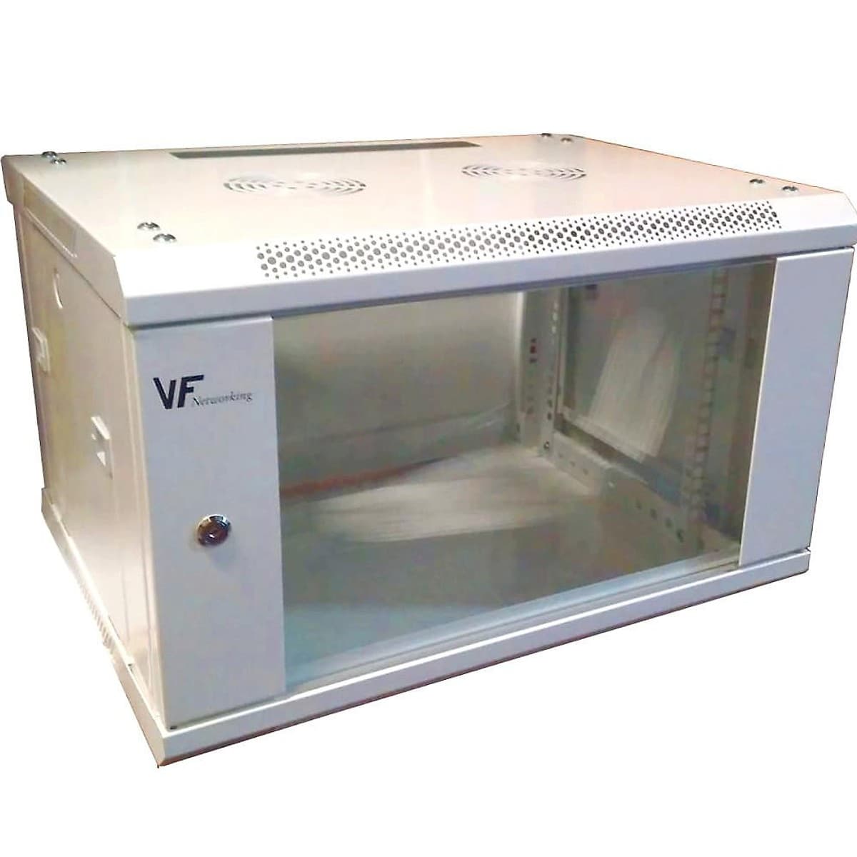 Vf-Rack 12u Blanco Fijo 600x450 Inc Pdu 6 Tomas Y Tornillos