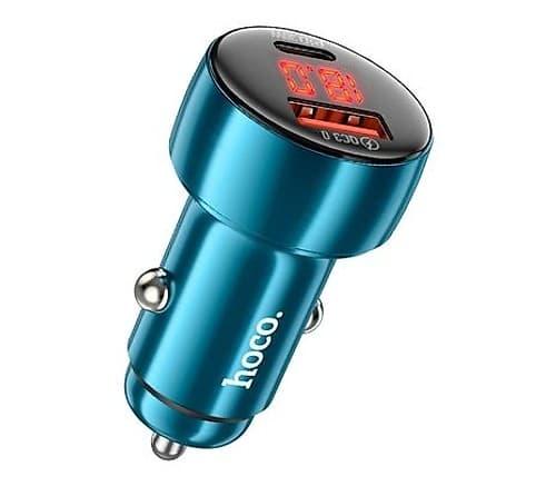 Hoco Z50 Cargador De Auto Dual Port 48w Usb-A Y Usb-C Blue