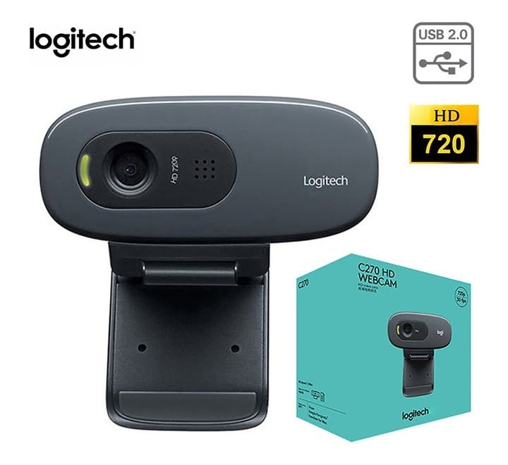 Cámara Web Logitech C270 Hd 720p Con Micrófono Integrado Usb Para Videollamadas