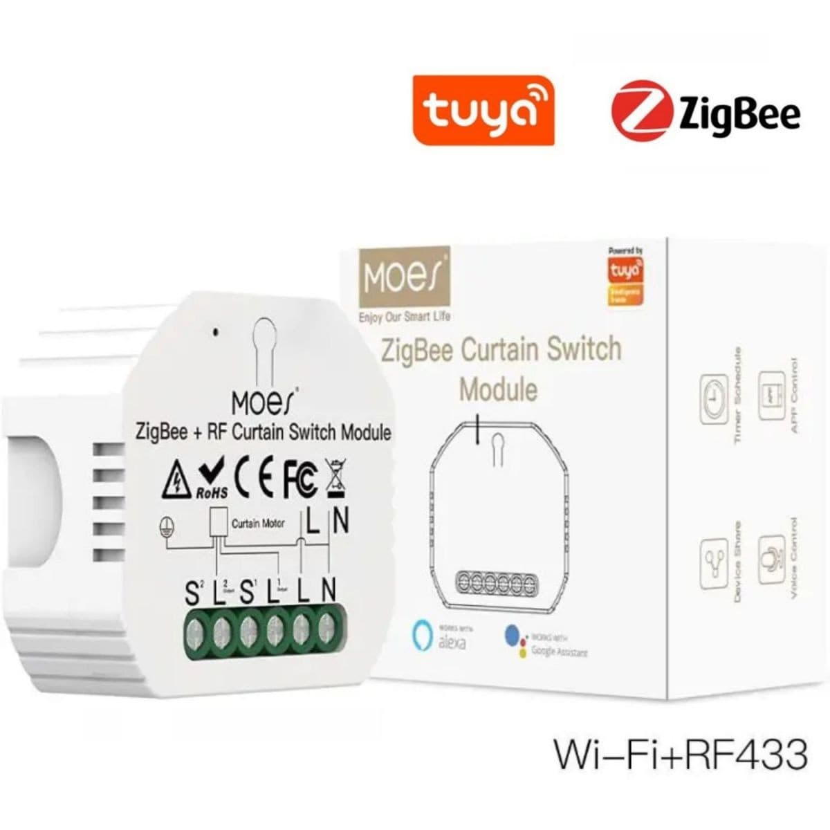Módulo Switch Moes Zrm-108 Cortina Oculto Zigbee