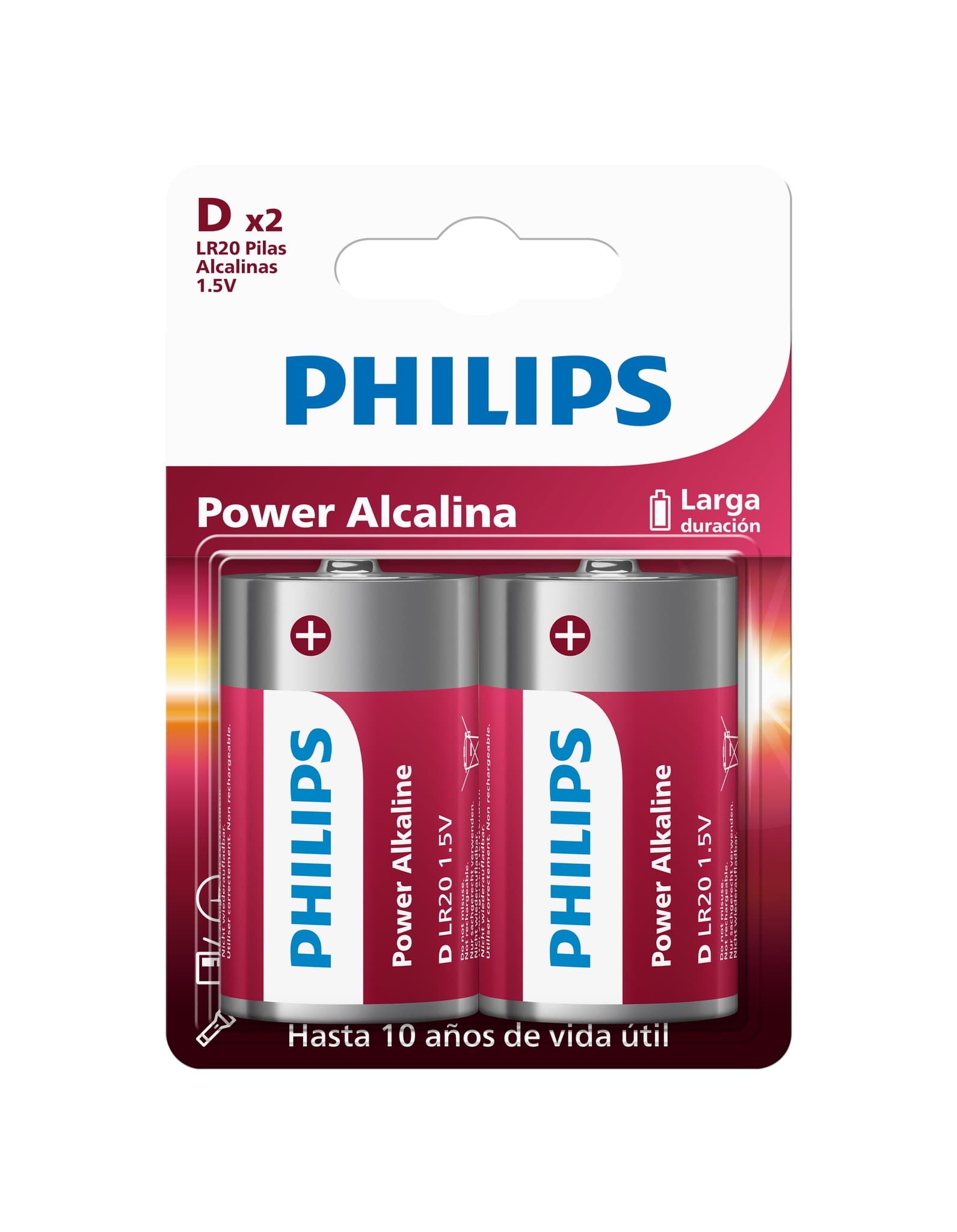 Pila Alcalina Philips D Blister X2