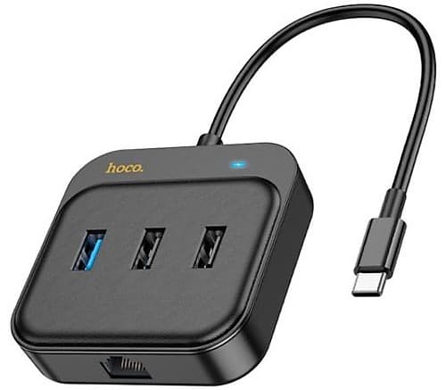 Hoco Hb37 Hub 6 En 1 Usb-C A Usb-A/Hdmi/Rj45 Black 100w Pd