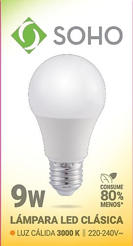 Lámpara Led Soho E27 9w Calida X 10 Unidades