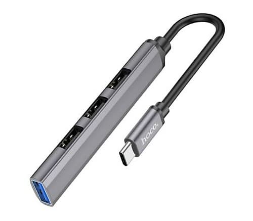 Hoco Hb26 Hub 4 En 1 Usb-A A Usb 3.0 Y 3 Usb 2.0 Metal Grey