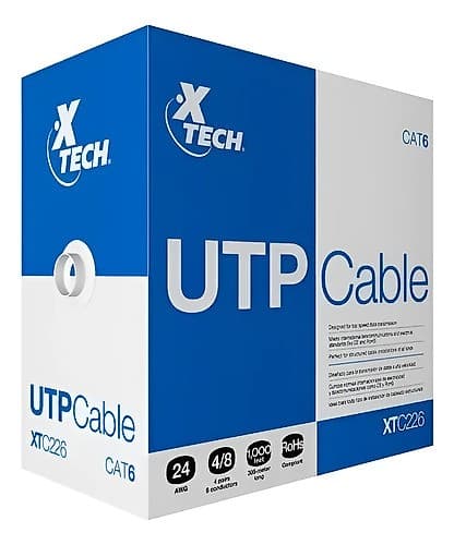 Bobina Cable Utp 305mts Cat6 Xtech Gris