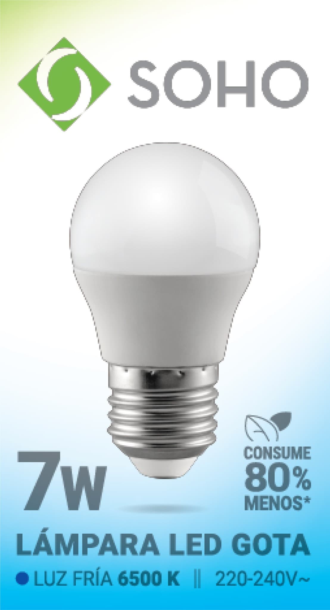 Lámpara Led Soho Gota E27 7w Fria X 10 Unidades