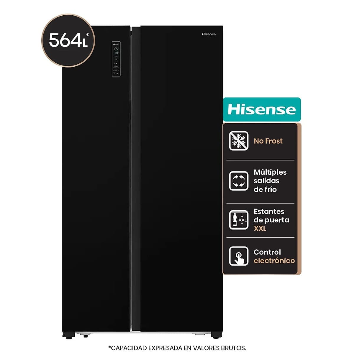 Heladera Hisense Side By Side 2 Puertas Verticales 564 Litro
