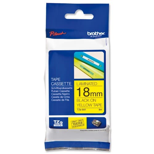 Cinta Brother Tze-641 18mm X 8m Amarillo Negro