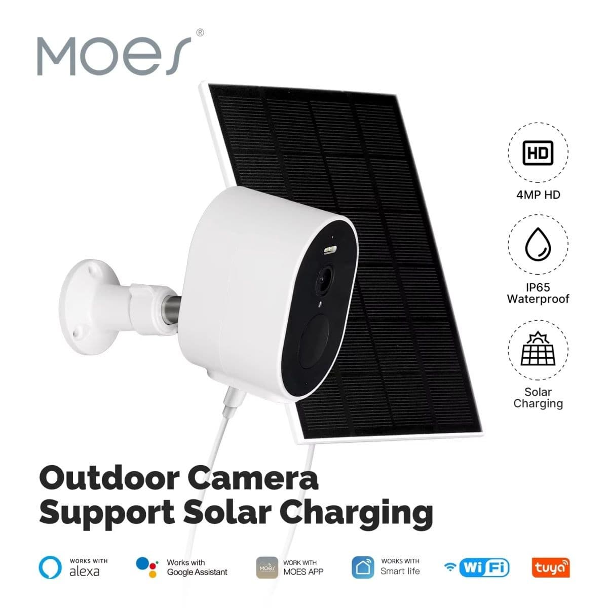 Cámara Moes 4mp Wifi Panel Solar Wcm-S24-S Tuya