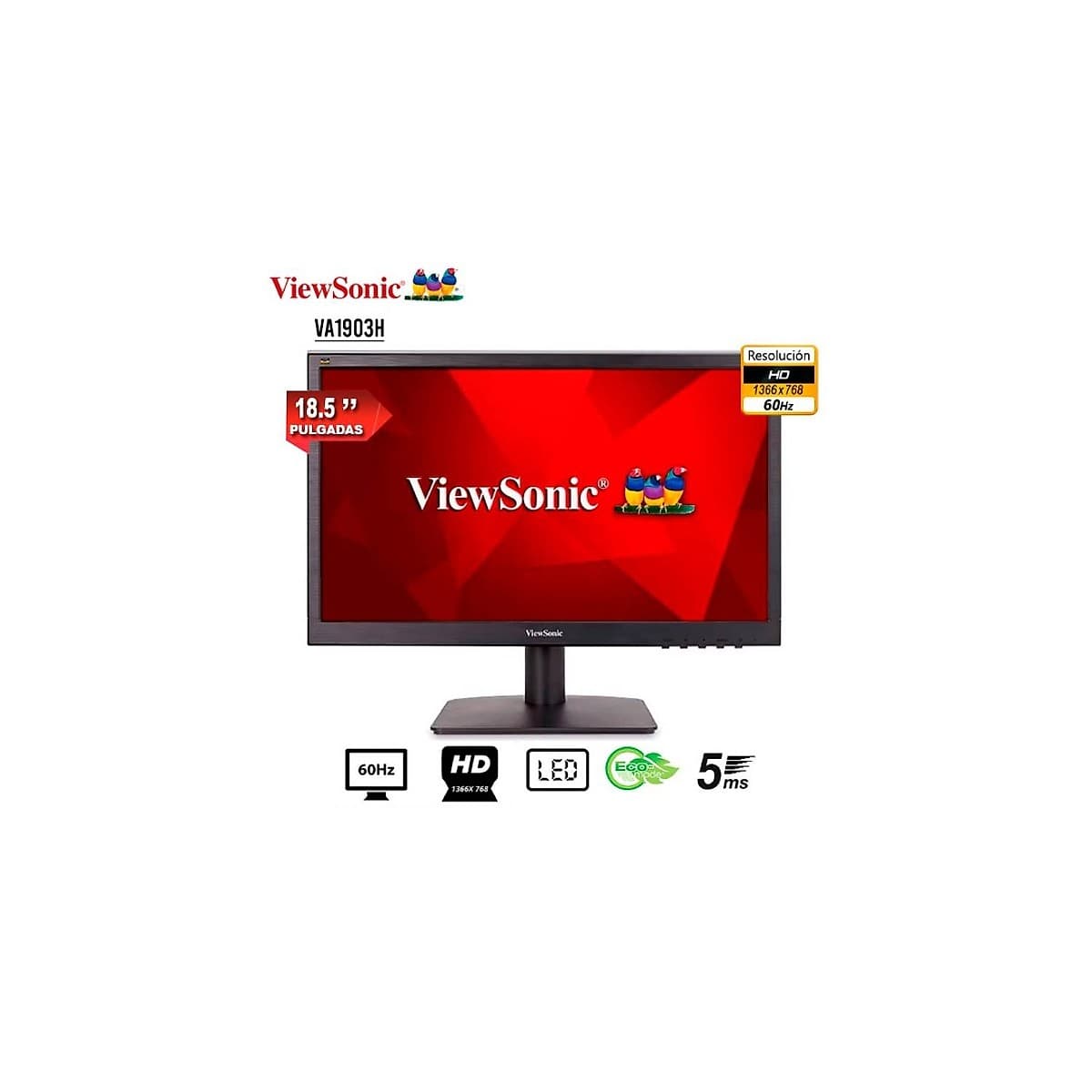 Viewsonic Monitor 18.5" 1366x768 60hz Tn Vga Hdmi