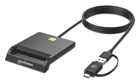 Lector Cedula Tarjeta Inteligente Usb+Usb-C Manhattan
