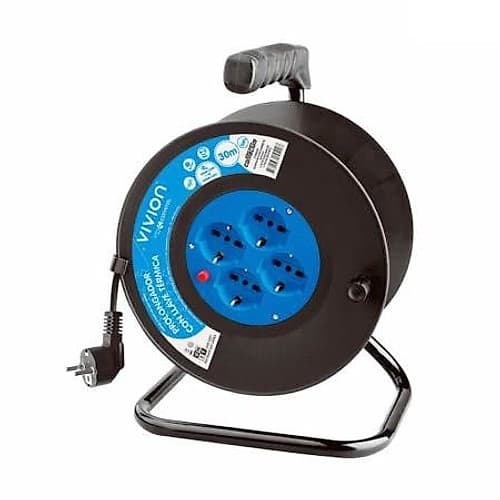 Electricidad Alargue Carretel 4 Tomas Schuko C/Llave 30m Vivion