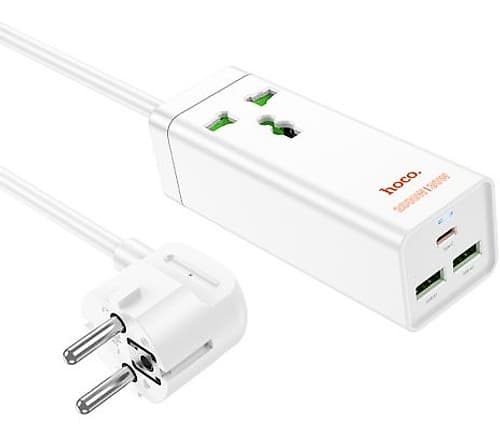 Hoco Ac9a Cargador/Zapatilla Schuko C/1 1 Usb-C/2 Usb-A White 30w (D)