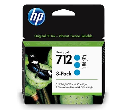 Hp 3ed77a 712 3*Pack Cyan T210/230/250/630/650 Uk