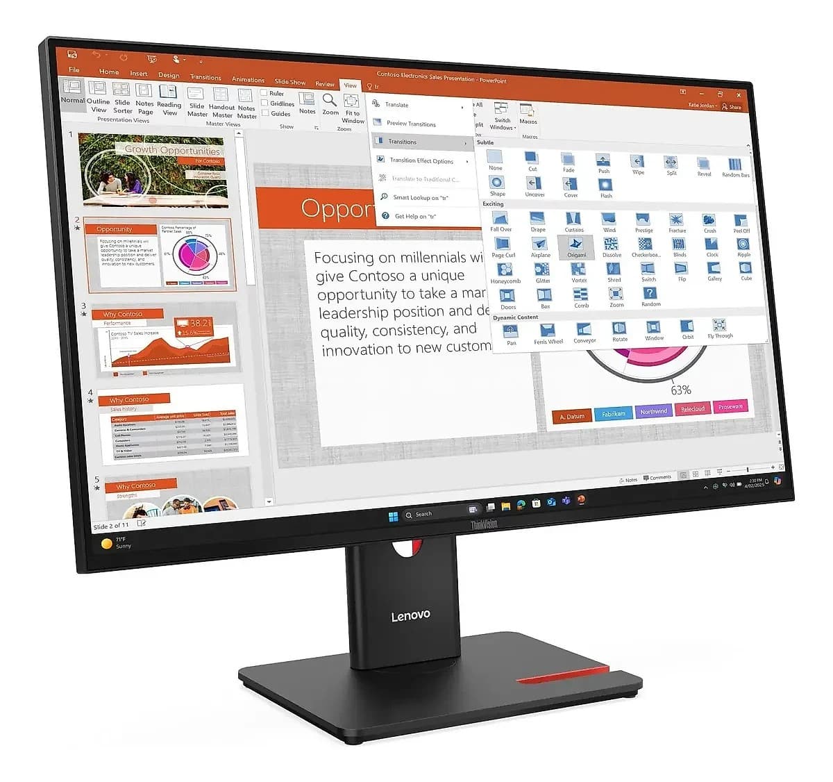 Monitor Lenovo Thinkvision T27ud-40 27" Hdmi+Dp/Pivotable/Hu