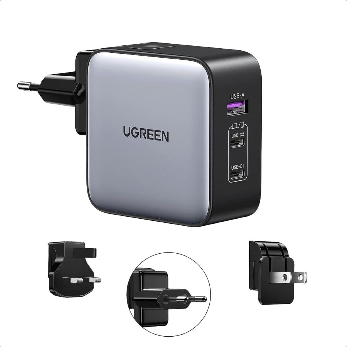 Cargador Ugreen De Pared 65w Usb + 2usb-C Bk