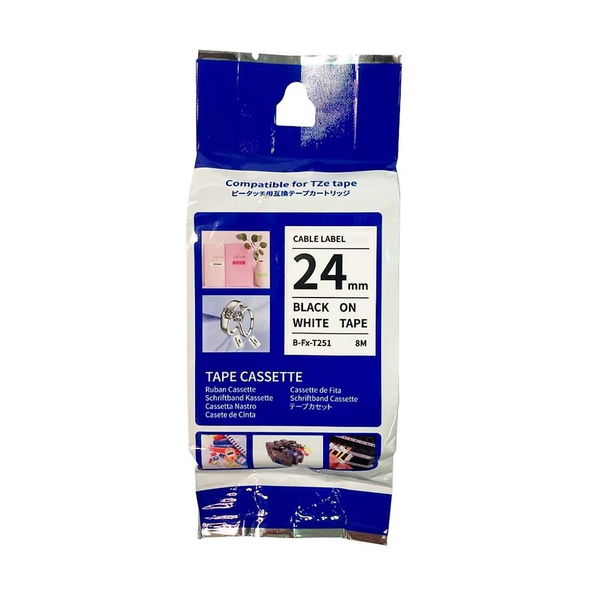 Cinta Flexible Formato Tze-Fx251 Office Partner Ancho 24 Mm Y Longitud 8 M Fondo Blanco Y Letras Negras