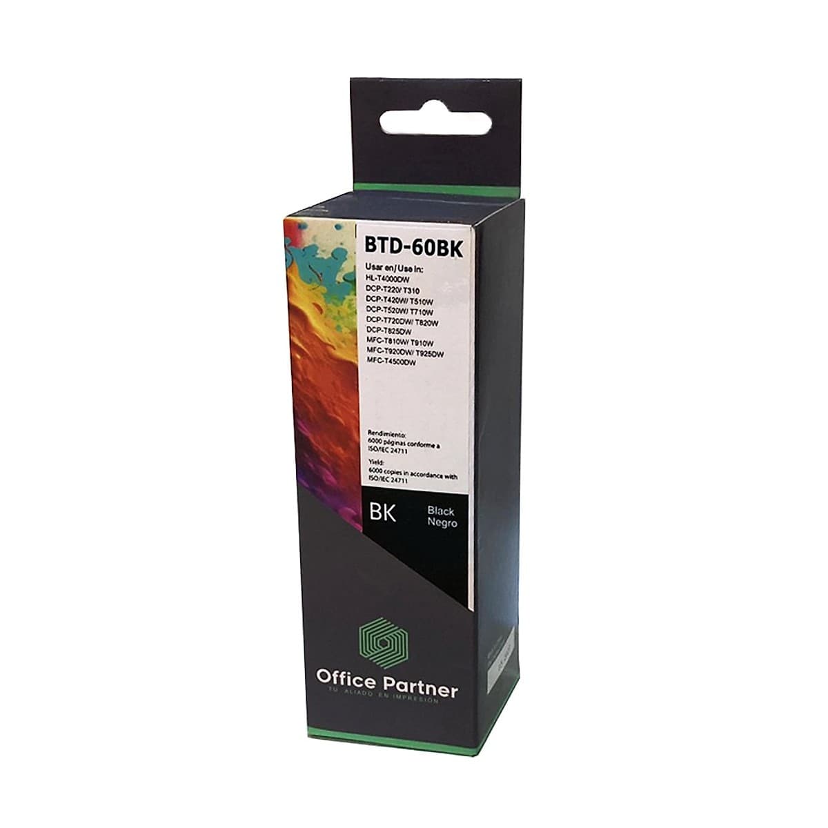 Botella De Tinta Office Partner Para Brother Bt-D60bk Negro 100ml