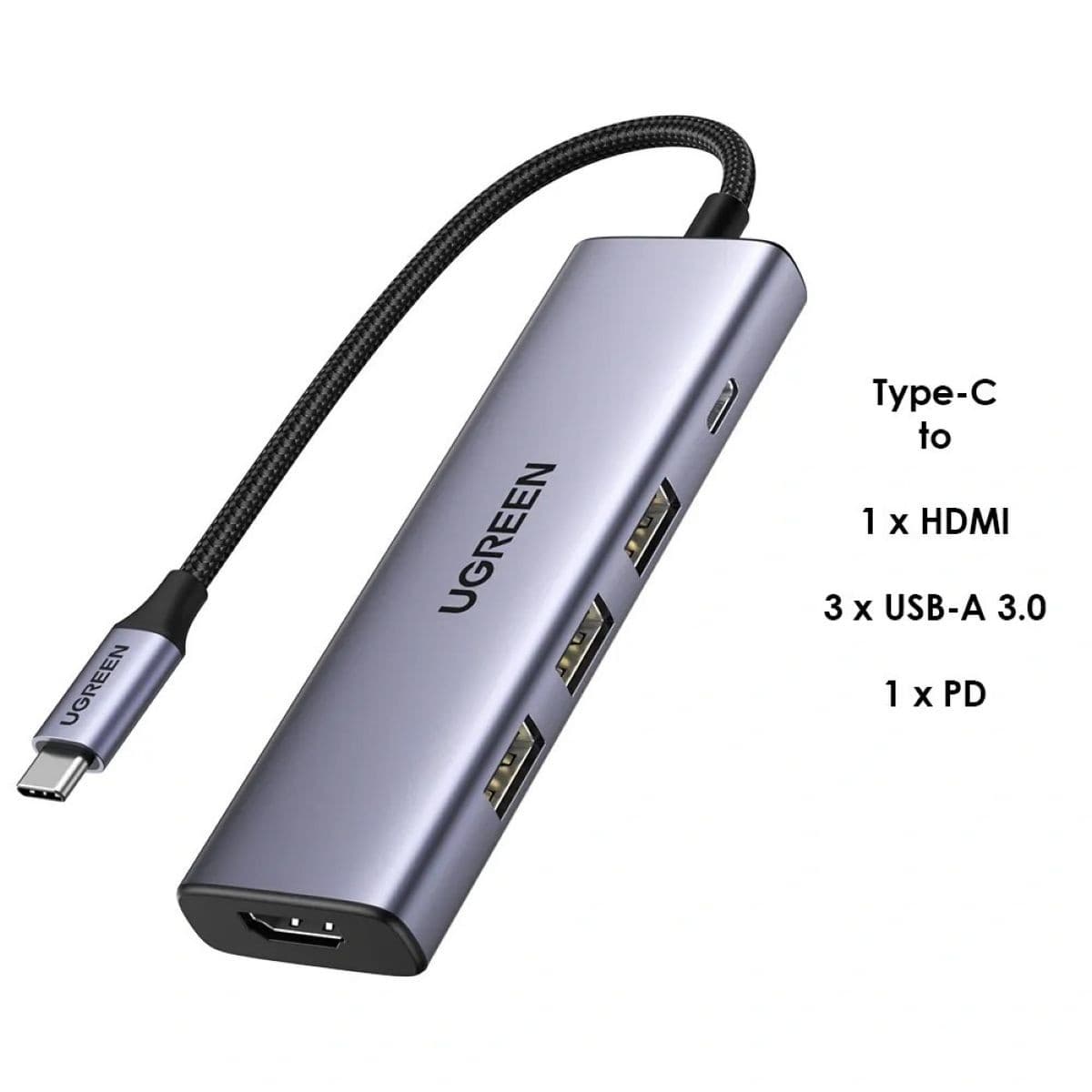 Hub Ugreen Usb-C 5en1 Hdmi + 3usb 3.0 + Usb-C