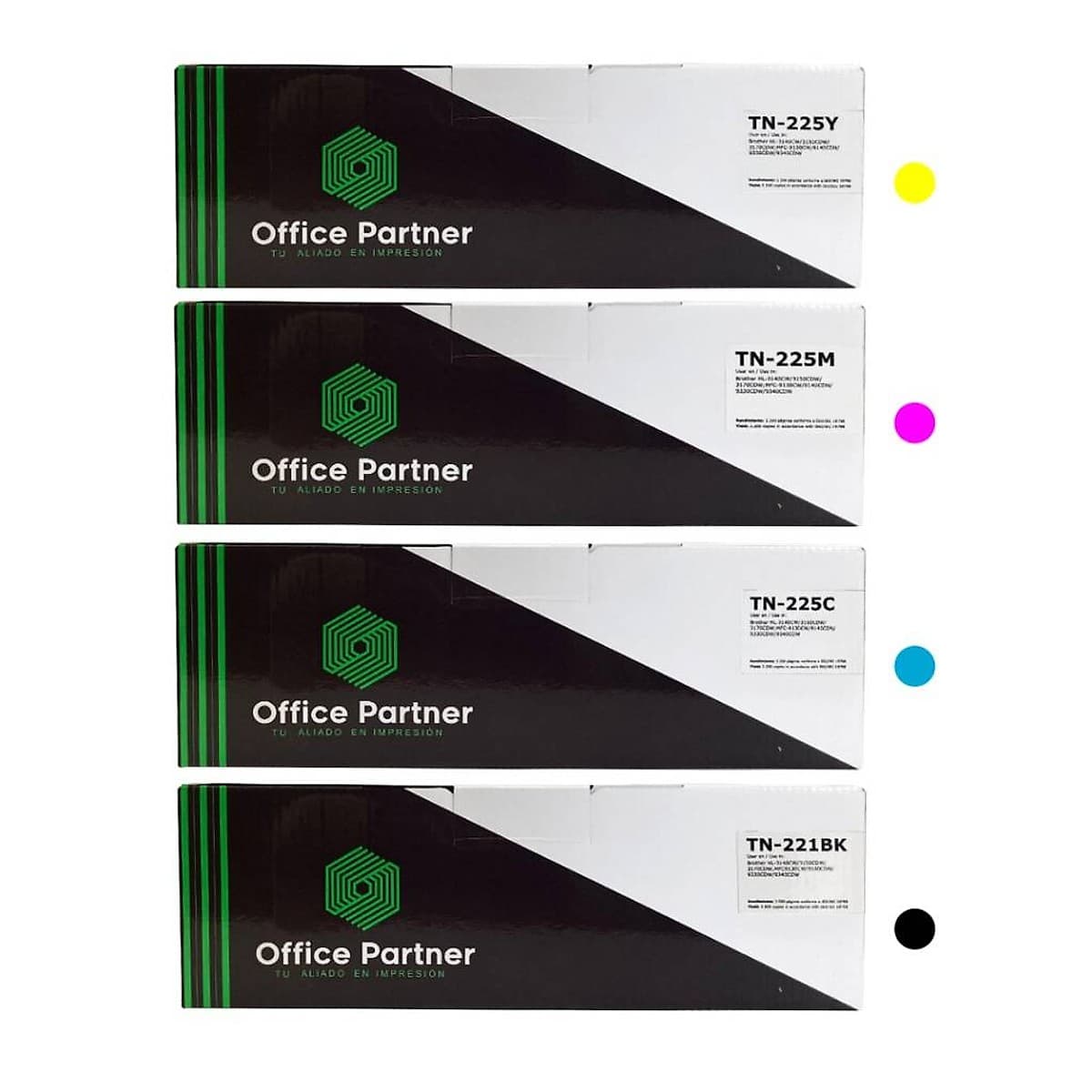 Pack De Toners Office Partner C. M. Y Tn-225 + Bk Tn-221 De Regalo