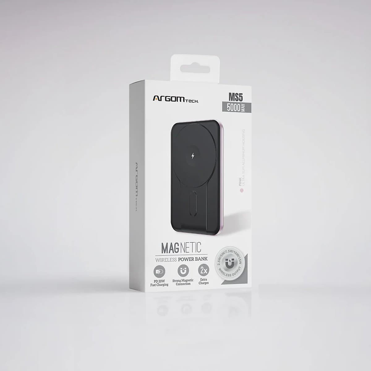 Power Bank Magnético 5000mah Aluminio Pink Argom