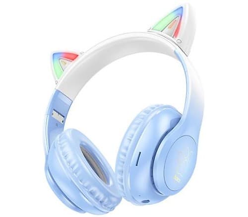 Hoco W42 Headphones Cat Con Orejas P/Niños Bt Crystal Blue