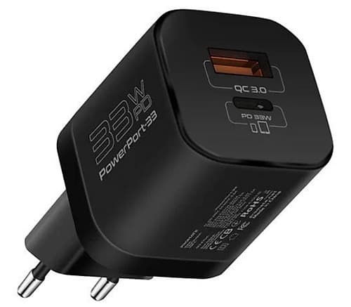 Promate Powerport-33.Eu-Bk Cargador Pared 33w Usb-C/A Qc3.0