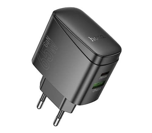 Hoco Cs63a Cargador De Pared Pd65w 1 Usb A Y 1 Usb-C Black