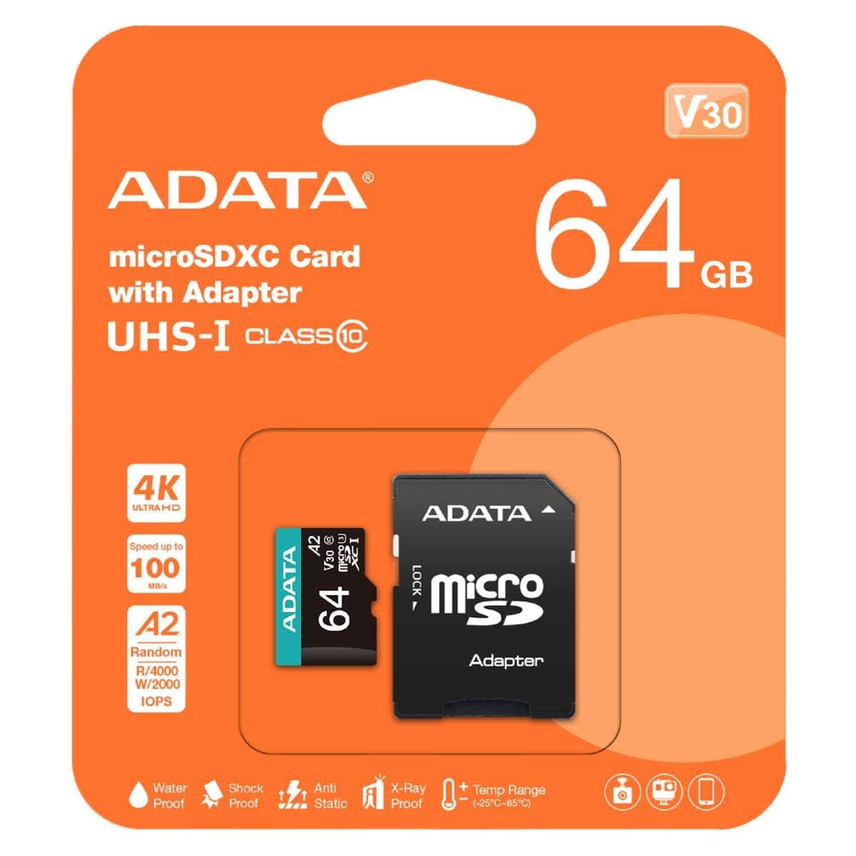 Memoria Adata Microsdxc 64gb Uhs-I U3 V30s C/A