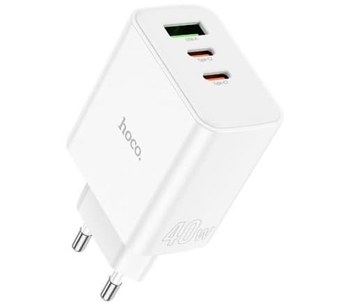 Hoco C126a Cargador De Pared 2 Usb-C/1 Usb-A Eu 40w White