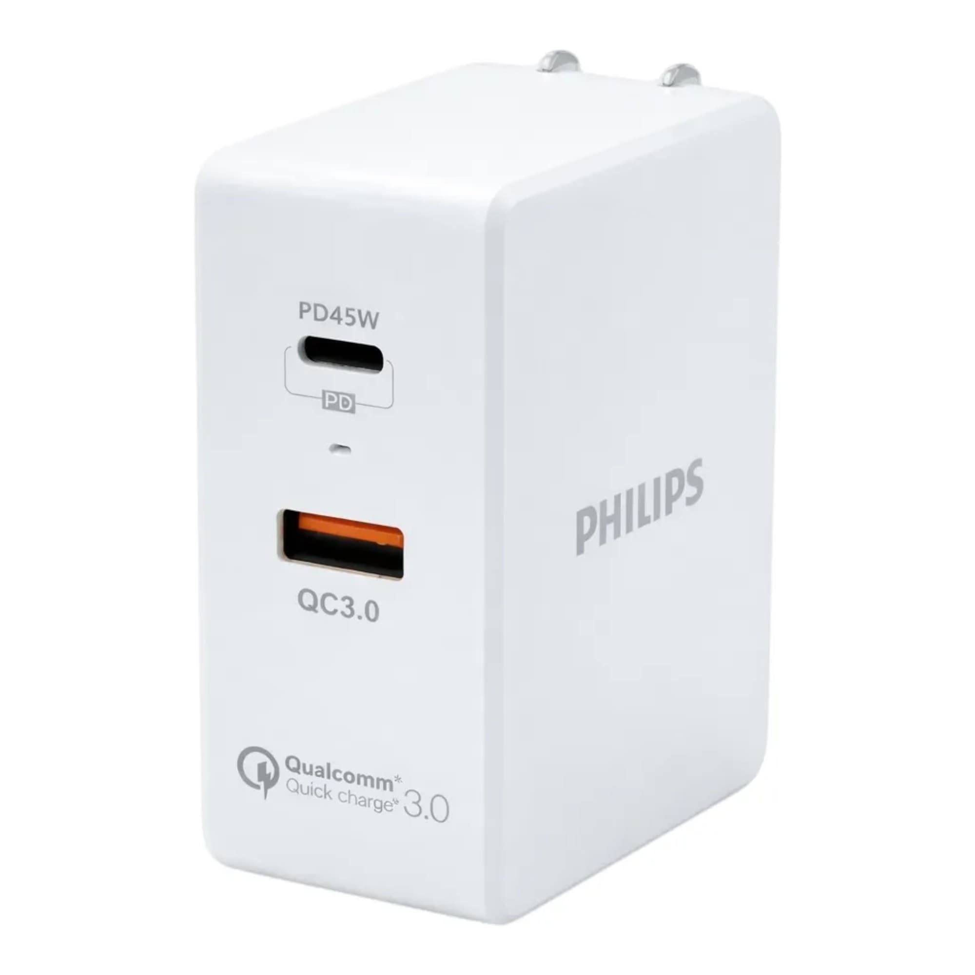 Cargador De Pared 1 Usb A / 1 Usb C Philips Dlp6316c/97 45w
