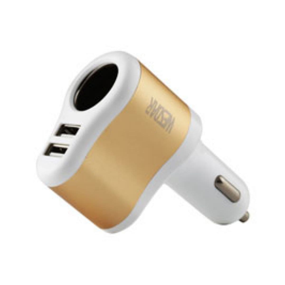 Cargador Auto U2 Wesdar Dual Usb/Cigarette White