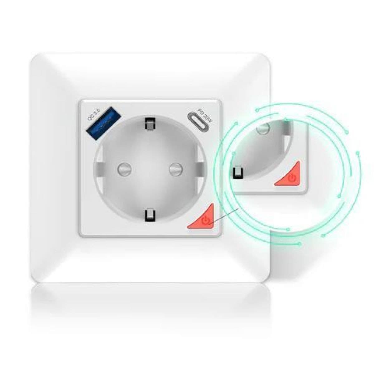 Toma Corriente 16a Con Usb Tipo C Tuya Smart Moes