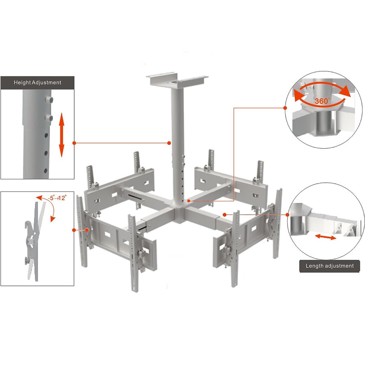 Vf-Soporte De Techo Cuadruple C/Inc 30 A 60 600x400 160 Kg