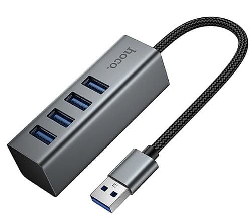 Hoco Hb1b Hub 4 En 1 Usb-A A 4 Usb-A 3.0 Metal Gray