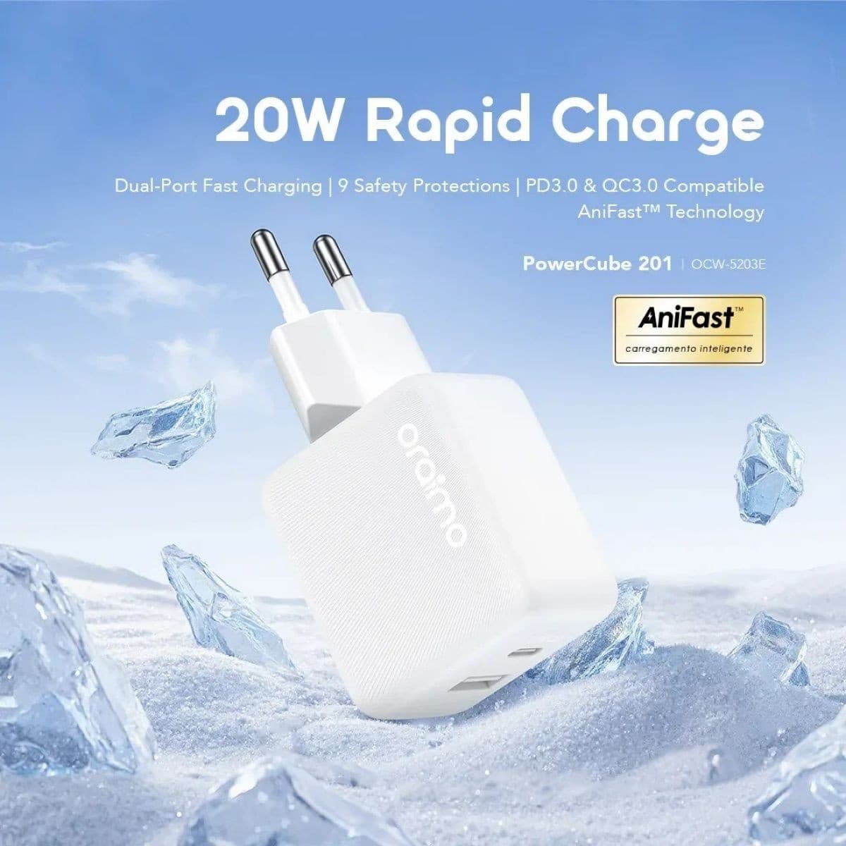 Cargador Oraimo Usb/Usb-C + Cable Usb-C 20w Wt