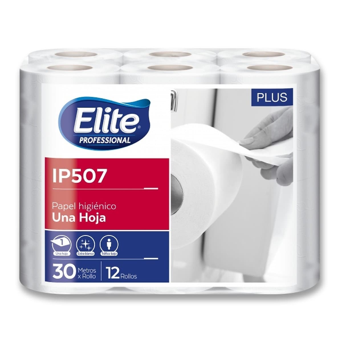 Papel Higiénico Elite Professional Bajo Metraje Plus Hoja Simple 30m - 12 Rollos