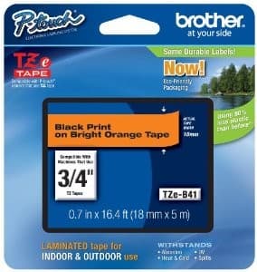 Cinta Brother Tze-B41 18mm Fluorescente Naranja