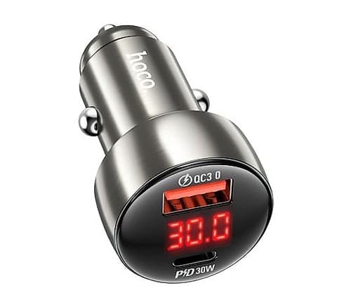 Hoco Z50 Cargador De Auto Dual Port 48w Usb-A Y Usb-C Metal Gray
