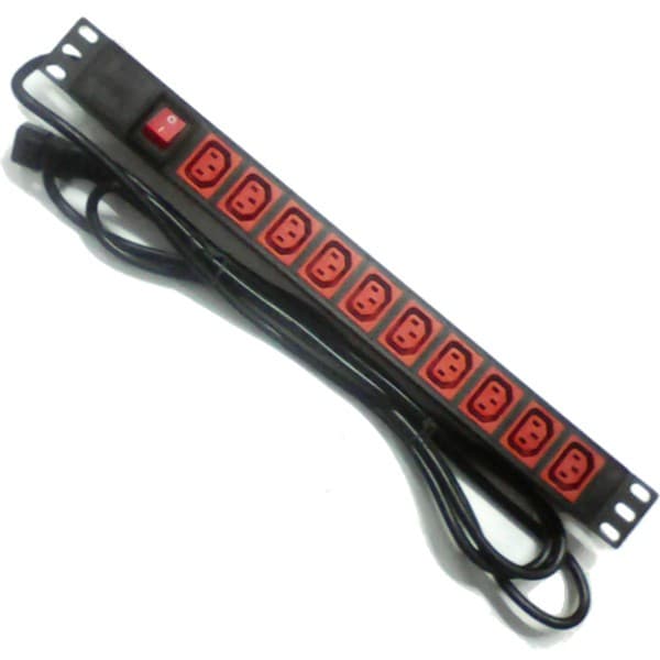 Vf-Pdu 10 Tomas Iec C13 Hembra Rojo C/Llave 3m C/Ficha C14