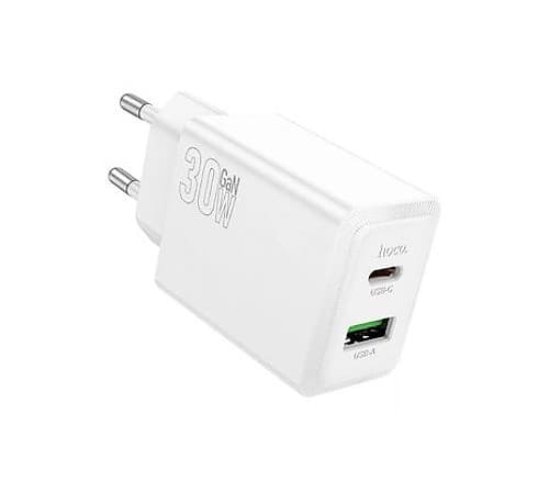 Hoco N71 Cargador Pared White Pd30w Qc3.0 2 Puertos Usb-A A Usb-C