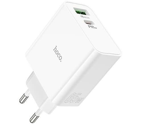Hoco C113a Cargador De Pared 1 Usb-C/1 Usb-A Eu 65w White