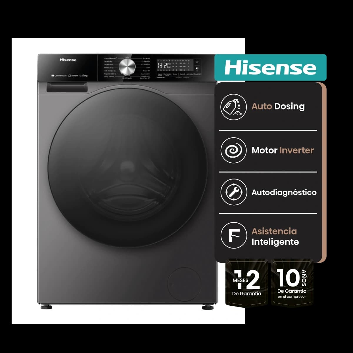 Lavasecarropas Hisense 12 Kg / 8 Kg Carga Frontal Wifi Inver