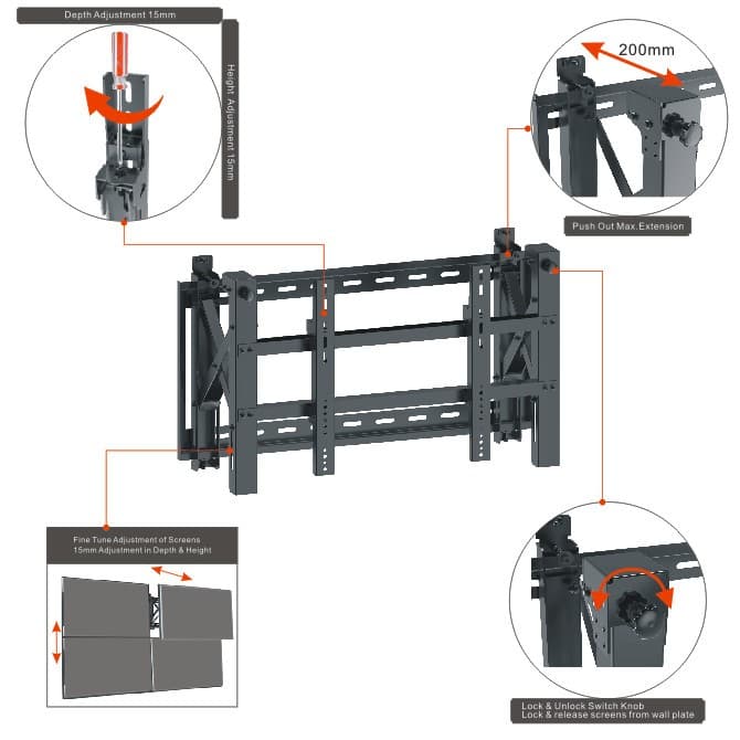 Vf-Soporte De Pared Video Wall 45 A 70 600x400 70 Kg