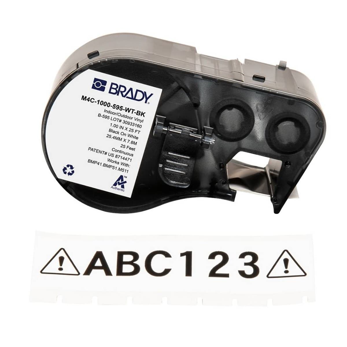Cinta Brady M4c-1000-595-Wt-Bk Vinilo Blanco 2.54 Cm. Texto Negro Para M410-Kit