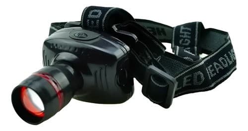 Linterna Minero Led Con Zoom 20mts Vincha Ajustable Blanco Negro