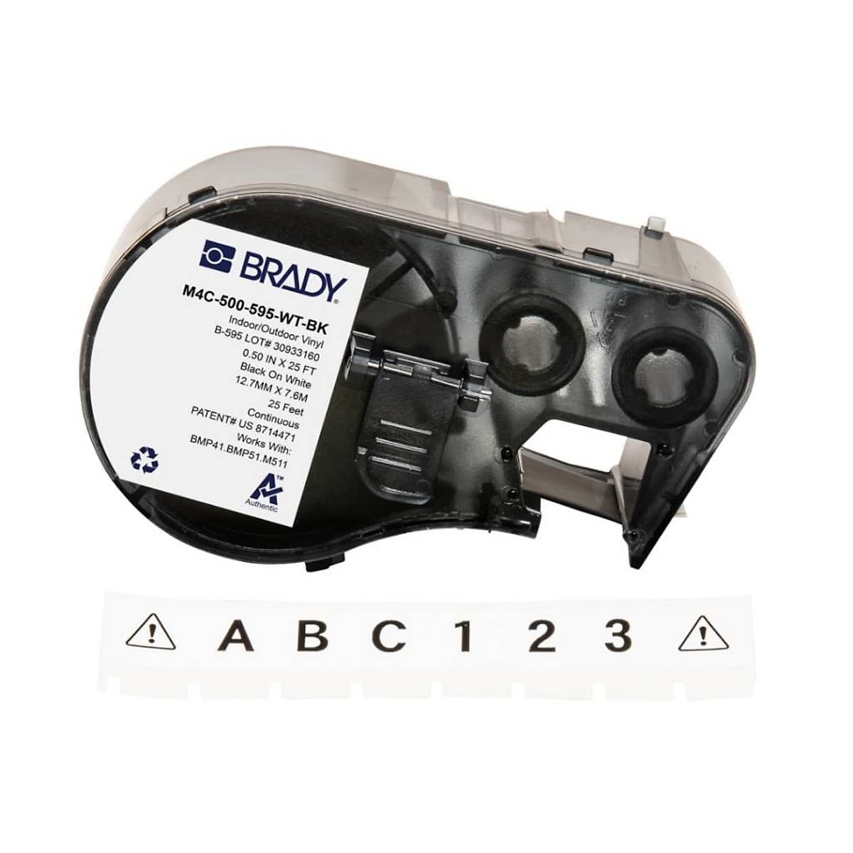 Cinta Brady M4c-500-595-Wt-Bk Vinilo Blanco 1.27 Cm. Texto Negro Para M410-Kit