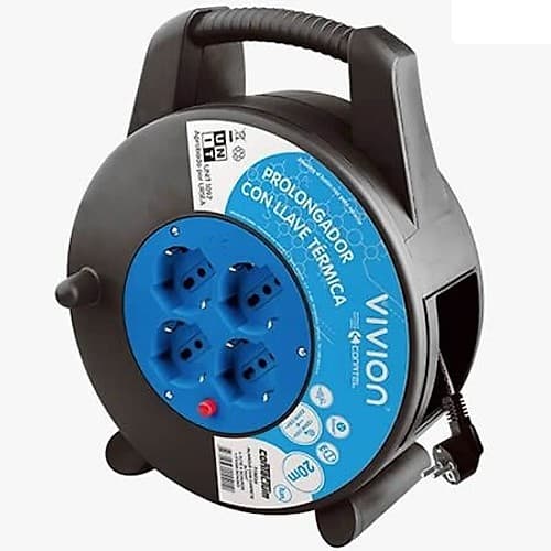Electricidad Alargue Carretel 4 Tomas Schuko C/Llave 20m Vivion